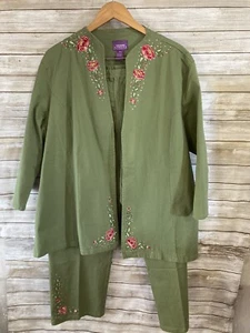 Juego de Chaqueta y Pantalones SUZANNE SOMERS COLLECTION Talla 3X Plus Floral Estrás j362 - Imagen 1 de 5