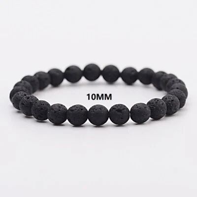 Pulseira de proteção ansiedade alívio do estresse chakra pedra de lava Hamsa olho mau sorte - Imagem 1 de 4