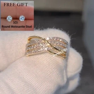 Beautiful Gift Certified I3 Natural Diamond 10k Real Yellow Gold Ring For Ladies - Picture 1 of 8