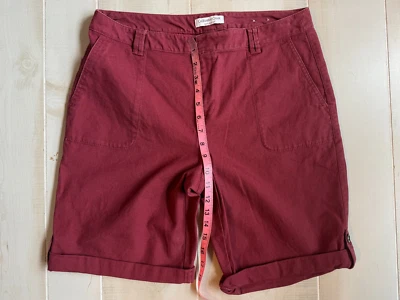 Coldwater Creek Pantalones Cortos Natural Fit Roll Tab Granate Talla 10 Mujer 9" Entrepierna Foto 1 de 4