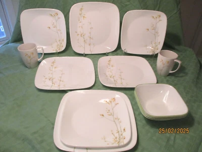 Juego de platos Corelle Kobe Forsythia flores amarillas platos cuadrados y cuencos 13 piezas Foto 1 de 4