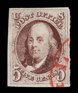 MOMEN: US STAMPS #1 IMPERF USED PSE GRADED CERT VF-80 LOT #94396 - Picture 1 of 3
