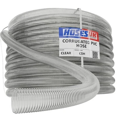 2 inch (51mm) CLEAR CORRUGATED FLEXIBLE HOSE FISH POND PUMP MARINE PVC PIPE - Image 1 of 4