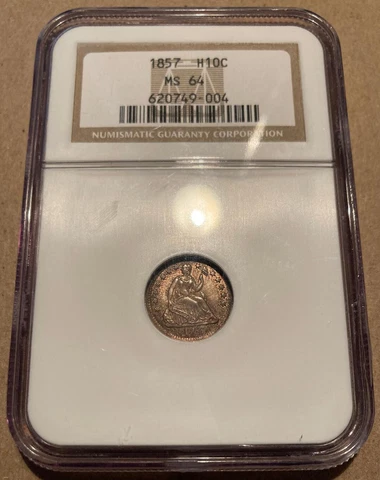 1857 NGC MS64 Liberty Seated Half Dime H10c Cover