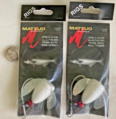 LOTE 2 plataformas de peces azules brillantes giratorias y brillantes Matzuo Pearl con #120 Leader MR2044 Foto 1 de 4