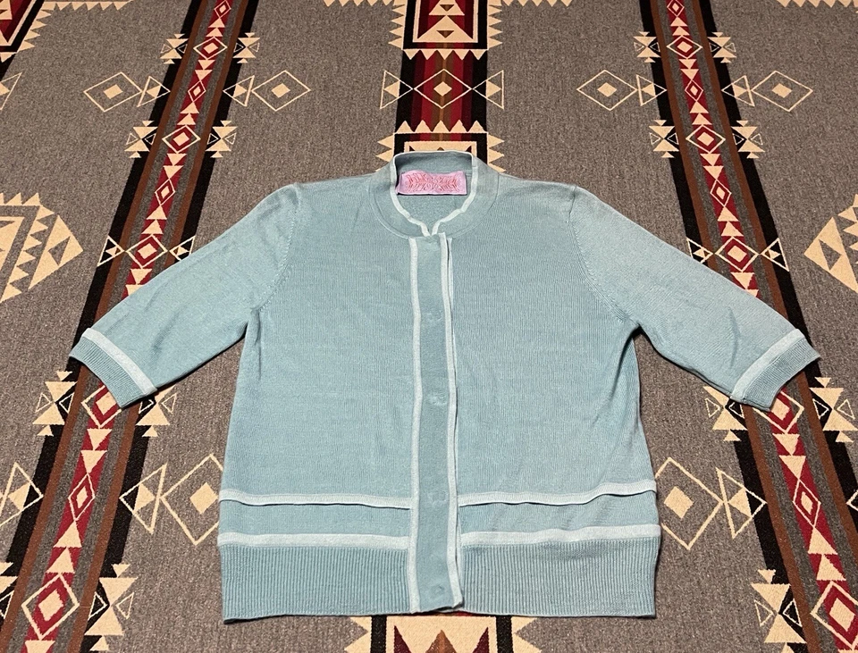 Cárdigan de seda de cachemir verde azulado Tuleh para mujer M T28 Foto 1 de 4