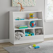 Kids Bin Storage Toy Organizer and Shelf Book Case for Playroom Bedroom White US