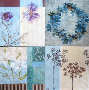 4 einzelne verschiedene Servietten Blumen Vintage Muster Decoupage Basteln Tisch 3 - Bild 1 von 1