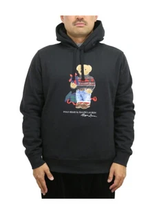 Polo Ralph Lauren Pullover Polo Bear Preppy Bear Hooded Hoodie Sweatshirt Black - Picture 1 of 4
