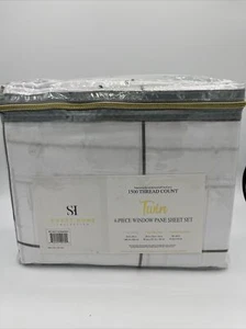 Sweet Home 1500 Thread Count TWIN 4-piece Window Pane Sheet Set Free Ship - Picture 1 of 4