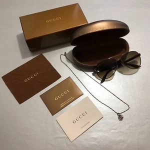 GUCCI AVIATOR SUNGLASSES NECKLACE GIFT/AUTHENTICITY CARD/BOOKLET/CASE,BOX WMS - Picture 1 of 10
