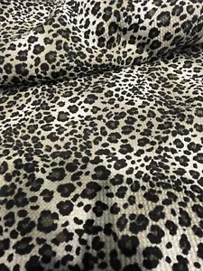 Leopard Animal Print Waffle Thermal Knit Fabric in Ivory, Tan & Black - 1 yard - Picture 1 of 2