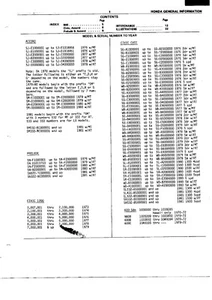 1970 1971 1972 1973 1974 1975 1976 1977 TO 1981 HONDA PARTS INTERCHANGE SHEETS - Picture 1 of 2