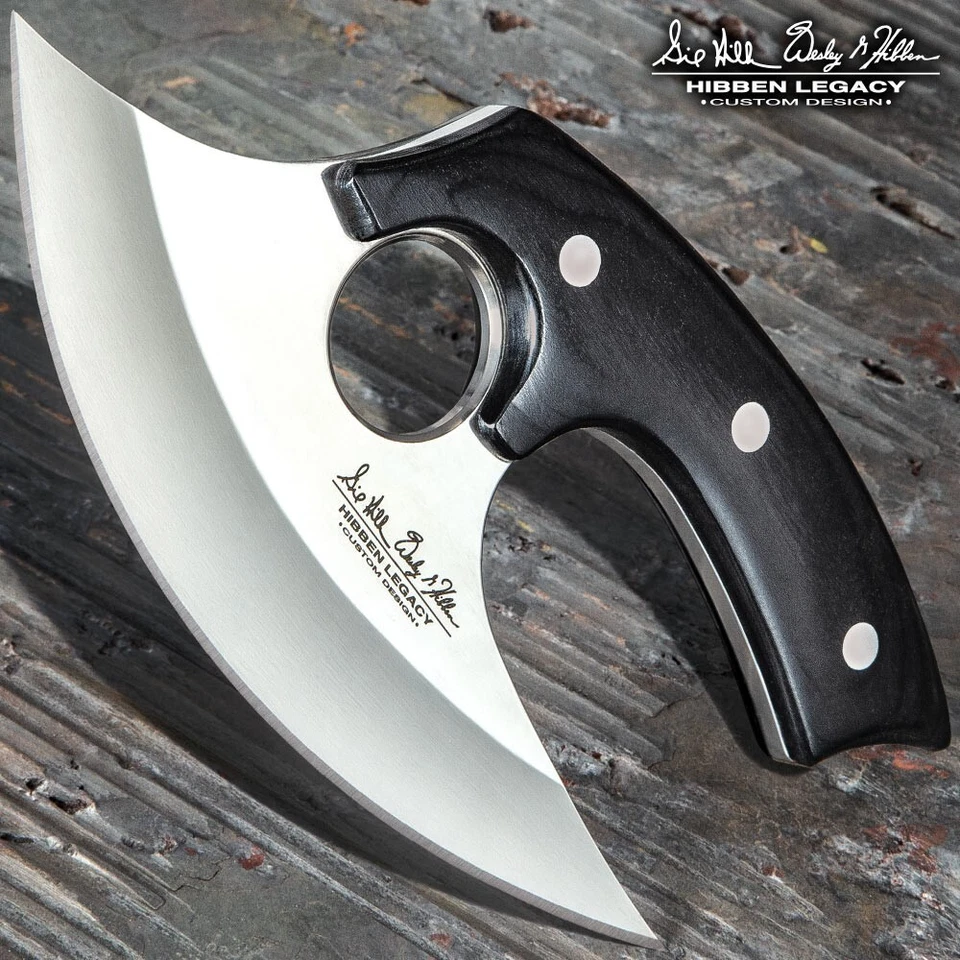 Cuchillo y funda de cuero Hibben Legacy Ulu | Acero inoxidable 5cr15 | 7 5/8" Foto 1 de 4