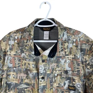 Walls Oilfield Camo Vented Canvas Shirt Mens L 42-44 Brown S/S Cotton Polyester - Picture 1 of 4