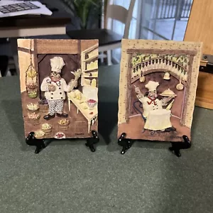 Set of 2 Riggsbee Italian Chef Wall Plaques - In Kitchen and at Table - Picture 1 of 6