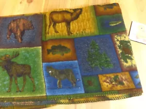 "Manta de lana Cabela's CAB CAB LODGE ANIMALES marrón verde azul 60"" x 50" - Imagen 1 de 5