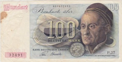 GERMANY BDL Bank Deutscher Lander 100 MARK 1948 aF - Image 1 of 3