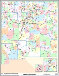 Mapa de pared laminado con código postal del estado de Nuevo México - Imagen 1 de 1