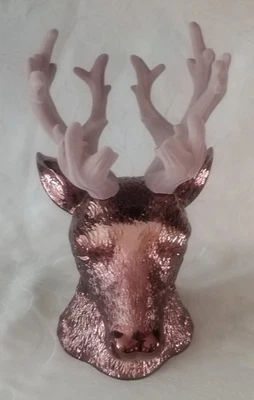 RARE Bath & Body Works Stag Deer Head 3 Wick Candle Holder Flocked Antlers READ - Image 1 of 4