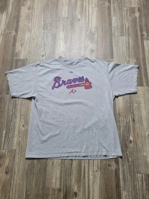 Camiseta de béisbol de los Atlanta Braves para hombre 2XL majestuosa MLB mezcla de algodón Foto 1 de 4