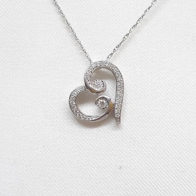 $899 Genuino 0,50ctw H-SI2 Diamante 925 Plata de Ley Corazón Collar 3,2 g Foto 1 de 4
