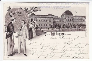 LITHO , STUDENTIKA , GRUSS AUS WIEN , K. u K. UNIVERSITÄT , 1899 - Picture 1 of 2
