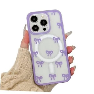 Magnetic Case for Compatible with MagSafe, Clear Cute iPhone 16 Pro Purple - Picture 1 of 7