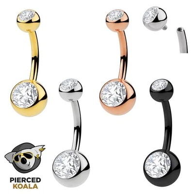 Piercing barra ombligo titanio 1 pieza oro rosa negro 8 mm - 14 mm Foto 1 de 4