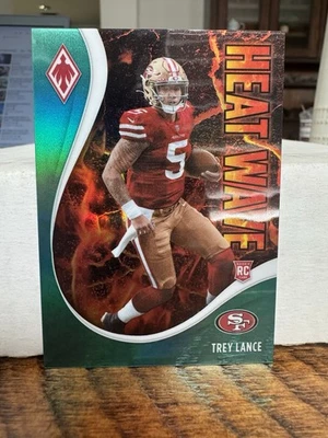 2021 Panini Phoenix Trey Lance #15 RC HEAT WAVE GREEN PRIZM 12/25 49ers $ - Image 1 of 2