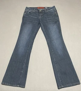 Bongo Jeans Women Junior 11 Blue Dark Wash Bootcut Low Rise Stretch Pockets - Picture 1 of 18