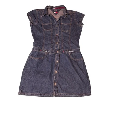 Tommy Girl Tommy Jeans Button-Up Y2K Retro Casual Utility Short Dress Large - Image 1 of 4