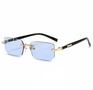Brille ohne Stärke Randlos Rechteckig Unisex Rahmenlos Damen Herren Brille - Bild 1 von 1