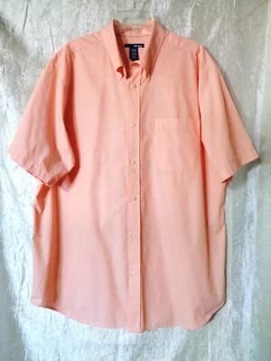 Basic Editions  Men's Peach Short Sleeve Shirt  Button Down Collar  pocket  XLT - Изображение 1 из 4