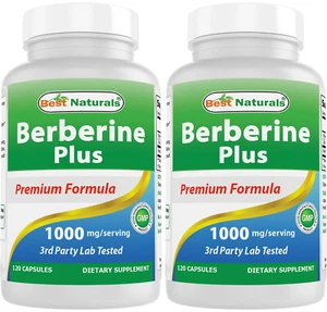 2 Pack Best Naturals Berberine Plus 1000 mg/Serving 120 Capsules - (non-gmo) - Picture 1 of 7