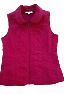 Talbots Quilted Pink Vest, Collar, Fleece Lined Pockets, Full Zip Size 8 - Picture 1 of 5