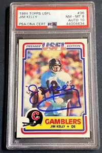1984 Topps USFL Football #36 Jim Kelly RC Rookie PSA 8 AUTO 10 *ONLY ONE ON EBAY - Picture 1 of 2