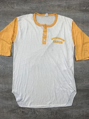 Camisa Henley Raglán Manga 3/4 Boston College Eagles Años 70 80 De Colección Talla XL Amarilla Foto 1 de 4