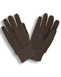12 PR. 8 Oz. Brown Cotton Jersey General Purpose Gardening Work Gloves, Large