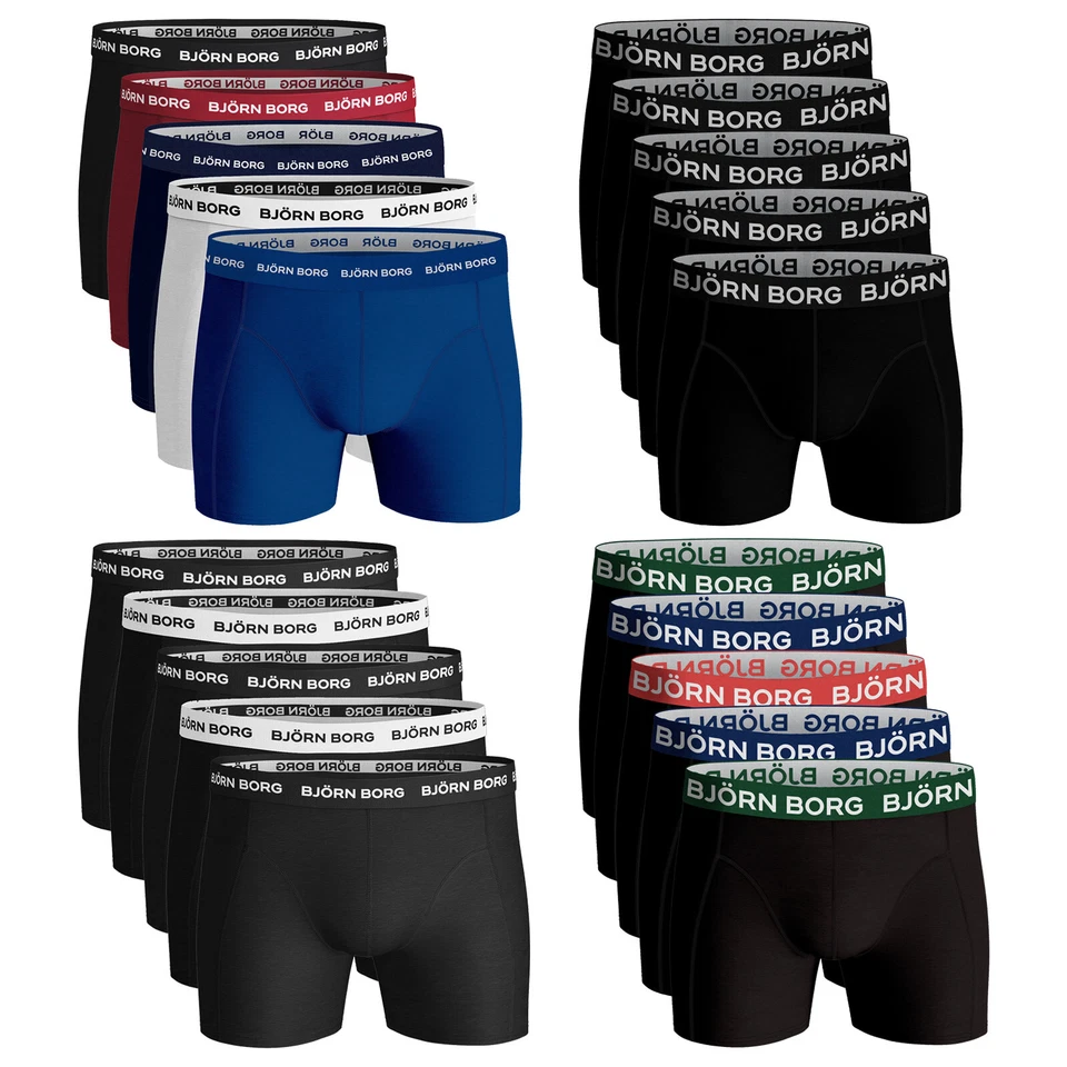 Björn Borg- 5 Pairs Mens Boxer Briefs | Cotton Stretch Boxers Shorts Underwear