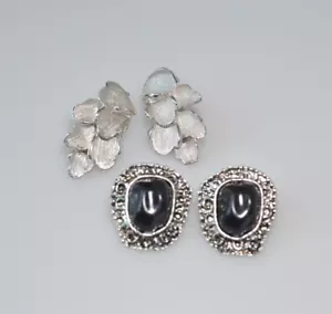 LOTE DE COLECCIÓN Corona Trifari Judy Lee Tono Plata Clip Pendientes Firmados XC11 - Imagen 1 de 8