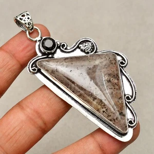 Ciondolo gioiello fatto a mano in argento sterling 925 pietra del sole 3,07" - Foto 1 di 8