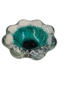 Vintage Mid-Century Seguso Bowl Turquoise and Silver - Picture 1 of 15