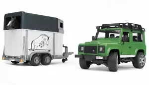 Land Rover Defender with Horse and Horse Trailer Bruder Toy Car Model 1/16 1:16 - Picture 1 of 5