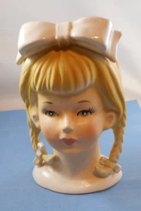 VINTAGE Adorable Lefton lady head vase - Picture 1 of 6