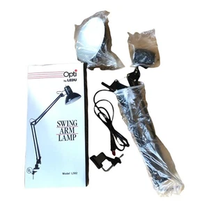 Opti LEDU Swing Arm Clamp Lamp Drafting Table Light L502 Black New Vintage 90’s - Picture 1 of 3