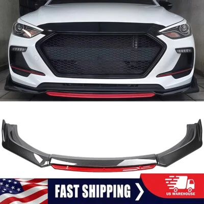 Front Bumper Lip Spoiler Carbon Fiber Red For Hyundai Elantra Sport 2010-2016 - Image 1 of 4