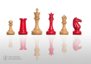 The Challenger Series Luxury Chess Set - Pieces Only - 4.4" King - Red Gilded - Picture 1 of 12