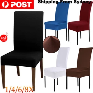 1-8 PCS Dining Chair Covers Spandex Cover Stretch Washable Wedding Banquet Party - Picture 1 of 34
