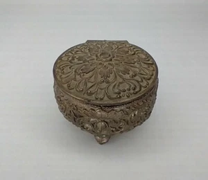 Schmuckschatulle klein rund silber filigran mit 3 Füßen Made in Japan - Bild 1 von 10